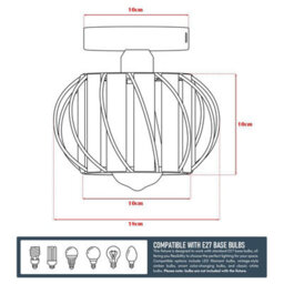Ledsone Modern Crystal Chandelier E27 Semi Flush Ceiling Light, Gold, 18Cm, Incl. Bulb - thumbnail 2