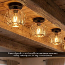 Ledsone Modern Crystal Chandelier E27 Semi Flush Ceiling Light, Gold, 18Cm, Incl. Bulb - thumbnail 5