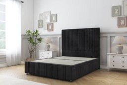 "Comfort Lorenzo Black Naples Divan Bed Set 2 Drawers Left Side - 54"" Floor Standing & 12"" Footboard 5' King" - thumbnail 3
