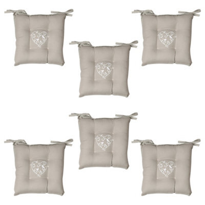 Dibor Set Of 6 Grey Love Birds Indoor Furniture Dining Chair Seat Pads - image 1