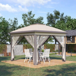 Outsunny Pop Up Gazebo Height Adjustable Canopy Tent W/ Carrying Bag, Beige