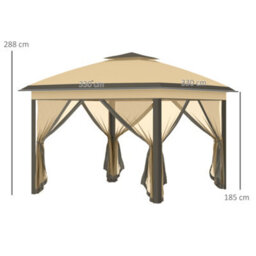 Outsunny Pop Up Gazebo Height Adjustable Canopy Tent W/ Carrying Bag, Beige - thumbnail 3