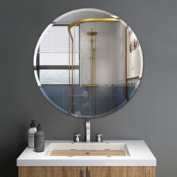 Thehotsale Bathroom Glass Material Oblique Round Makeup Mirror Bathroom Mirror 40Cm Dia