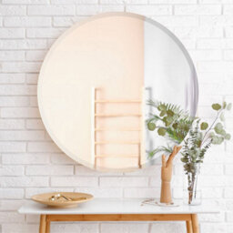 Thehotsale Bathroom Glass Material Oblique Round Makeup Mirror Bathroom Mirror 40Cm Dia - thumbnail 3