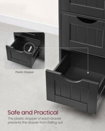 Songmics Freestanding Bathroom Cabinet, Floor Storage Unit With Drawers, Door Organizer, Adjustable Shelf, Ink Black - thumbnail 6
