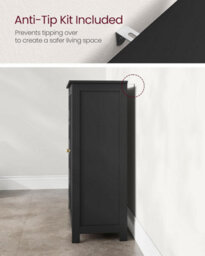 Songmics Freestanding Bathroom Cabinet, Floor Storage Unit With Drawers, Door Organizer, Adjustable Shelf, Ink Black - thumbnail 5