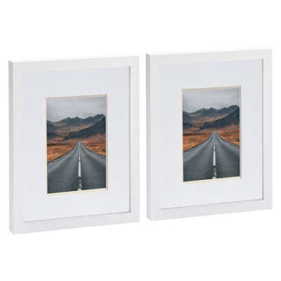 "Nicola Spring Photo Frames With 4"" X 6"" Mount - 8"" X 10"" - White/white - Pack Of 2" - image 1