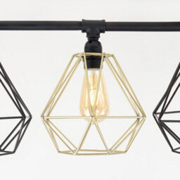 Valuelights Luiggi Industrial 5 Way Satin Black Pipework Ceiling Light With Black And Gold Cage Shades - thumbnail 6