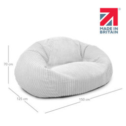 rucomfy Beanbags Rucomfy Jumbo Cord Platinum Goliath - Giant Indoor Bean Bag Chair For Adults - thumbnail 3