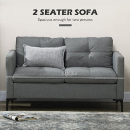 Wyld Haus Malala Minimalist Grey Upholstered 2-Seater Sofa With Steel Legs, 133Cm - thumbnail 4
