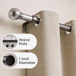 Oxford Homeware Satin Brushed Silver Effect Extendable Curtain Pole With Metal Ball Finials, (L)1600mm-3000mm (Dia) 28mm - thumbnail 7