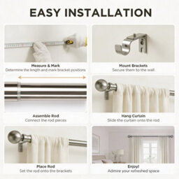 Oxford Homeware Satin Brushed Silver Effect Extendable Curtain Pole With Metal Ball Finials, (L)1600mm-3000mm (Dia) 28mm - thumbnail 3