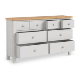 Farro Grey Xl 8 Drawer Chest Fully Assembled - Painted With Oak Top By Roseland Furniture - thumbnail 5