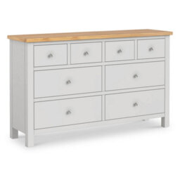 Farro Grey Xl 8 Drawer Chest Fully Assembled - Painted With Oak Top By Roseland Furniture - thumbnail 1