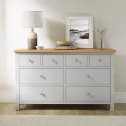 Farro Grey Xl 8 Drawer Chest Fully Assembled - Painted With Oak Top By Roseland Furniture - thumbnail 3