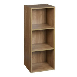 Urbn-Living Urbnliving Height 79.5Cm 3 Shelf Wooden Bookcase Shelving Colour Oak Display Storage Shelf Unit Shelves - thumbnail 1