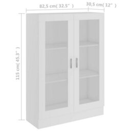 Berkfield Vitrine Cabinet White 82.5X30.5X115 Cm Engineered Wood - thumbnail 8