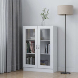 Berkfield Vitrine Cabinet White 82.5X30.5X115 Cm Engineered Wood - thumbnail 1
