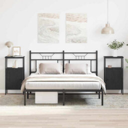 Berkfield Bedside Cabinets 2 Pcs Black Oak 41X31X80 Cm Engineered Wood - thumbnail 4