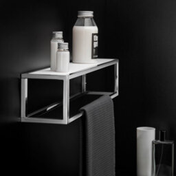 Cosmic Shelf With Towel Rail, Silver Gloss, Wall-Mounted, 55 Cm. Collection The Grid - thumbnail 3
