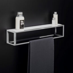 Cosmic Shelf With Towel Rail, Silver Gloss, Wall-Mounted, 55 Cm. Collection The Grid - thumbnail 2