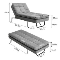 Thehotsale Upholstered Chaise Lounge Chair Grey - thumbnail 6