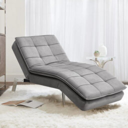 Thehotsale Upholstered Chaise Lounge Chair Grey - thumbnail 2