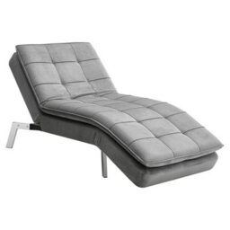 Thehotsale Upholstered Chaise Lounge Chair Grey - thumbnail 3