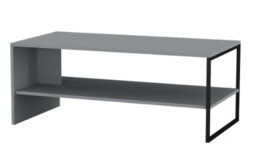 Urbn-Living Urbnliving 100Cm Width Grey Steel Frame Wooden Coffee Table & 2 X 40Cm Sofa Side End Open Storage Unit - thumbnail 3