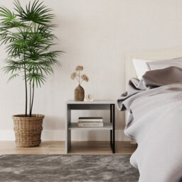 Urbn-Living Urbnliving 100Cm Width Grey Steel Frame Wooden Coffee Table & 2 X 40Cm Sofa Side End Open Storage Unit - thumbnail 7