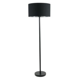 Valuelights Charles Black Floor Lamp With Metallic Silver Inner Shade And Bulb - thumbnail 2