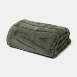Ohs Carved Faux Fur Fleece Throw Supersoft Thermal Blanket - 120 X 150Cm - Woodland Green - thumbnail 2