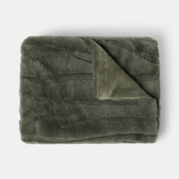 Ohs Carved Faux Fur Fleece Throw Supersoft Thermal Blanket - 120 X 150Cm - Woodland Green - thumbnail 4