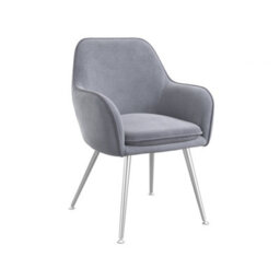 LPD Tara Dining Chair In Grey Colour Velvet Fabric With Metal Legs Set Of 2 - thumbnail 2