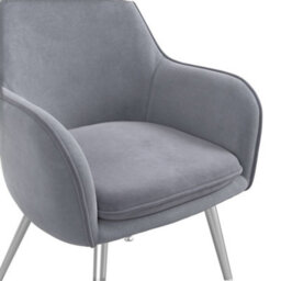 LPD Tara Dining Chair In Grey Colour Velvet Fabric With Metal Legs Set Of 2 - thumbnail 5