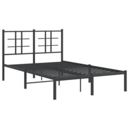 Berkfield Metal Bed Frame Without Mattress With Headboard Black 120X200Cm - thumbnail 3