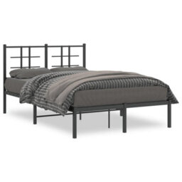 Berkfield Metal Bed Frame Without Mattress With Headboard Black 120X200Cm - thumbnail 2