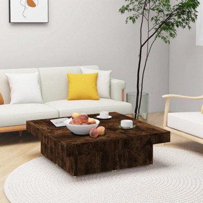 Vidaxl Coffee Table Smoked Oak 90X90X28 Cm Engineered Wood - image 1