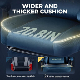 Gtplayer Fabric Gaming Chair, Ergonomic Height Adjustable Computer Chair With Footrest And Lumbar Support, Blue - thumbnail 5