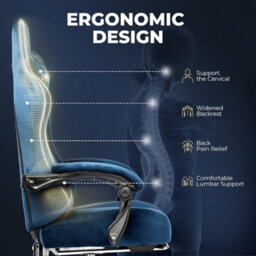Gtplayer Fabric Gaming Chair, Ergonomic Height Adjustable Computer Chair With Footrest And Lumbar Support, Blue - thumbnail 6