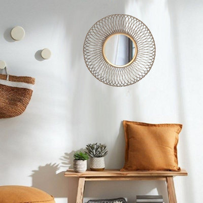 Aspect Furniture Juliet Round Accent Mirror,sunburst Design,gold - image 1