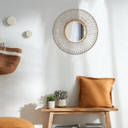 Aspect Furniture Juliet Round Accent Mirror,sunburst Design,gold