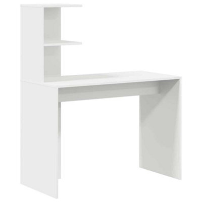 Berkfield Modern White Writing Desk White Mdf Compact Decorative Inlays