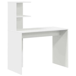Berkfield Modern White Writing Desk White Mdf Compact Decorative Inlays
