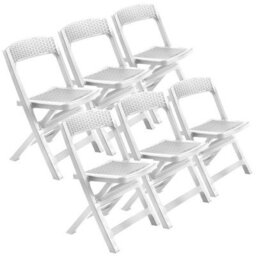 Urbn-Garden Urbngarden 79Cm Height 6 Pcs Collapsible Outdoor Folding White Garden Chairs Camping Patio Lounge - thumbnail 2