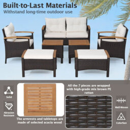 Gainoom 7 Piece Patio Rattan Sofa Set Outdoor Wicker Conversation Set W/ Cushions - thumbnail 8