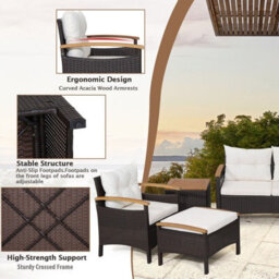 Gainoom 7 Piece Patio Rattan Sofa Set Outdoor Wicker Conversation Set W/ Cushions - thumbnail 7