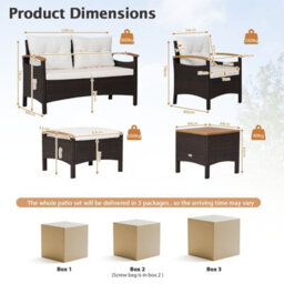 Gainoom 7 Piece Patio Rattan Sofa Set Outdoor Wicker Conversation Set W/ Cushions - thumbnail 2