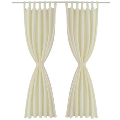Berkfield High-Quality2 Pcs Cream Micro-Satin Curtains With Loops 140 X 245 Cm - image 1