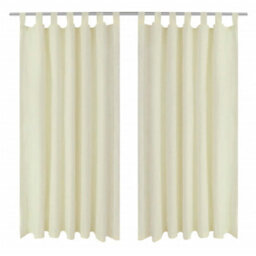 Berkfield High-Quality2 Pcs Cream Micro-Satin Curtains With Loops 140 X 245 Cm - thumbnail 2